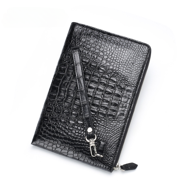 New Crocodile Skin Men's Handbag Business Casual Half Hand Sewn Men's Bag