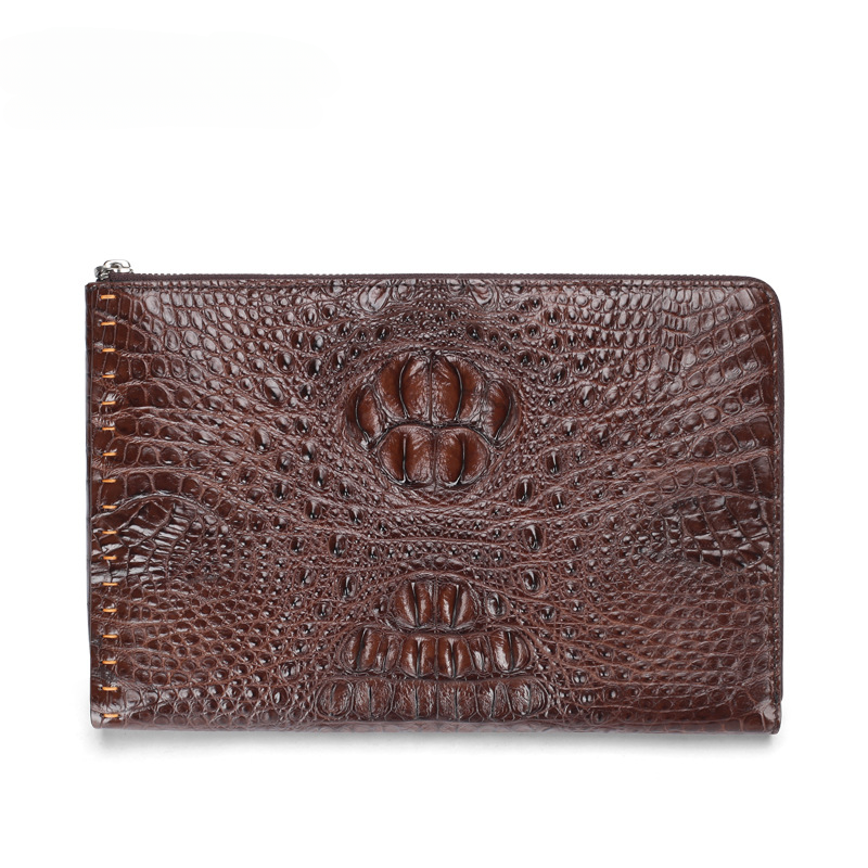 New Crocodile Skin Men's Handbag Business Casual Half Hand Sewn Men's Bag