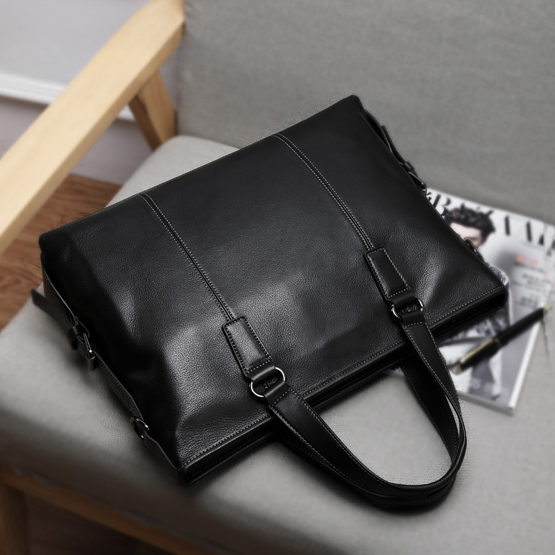 Men's Handbag Genuine Cowhide Leather Computer Bag Casual Business Briefcase Crossbody Bag