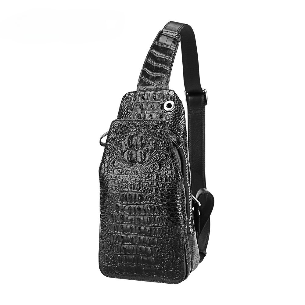 Crocodile bone skin bust bag genuine leather men's bag casual luxury crossbody bag