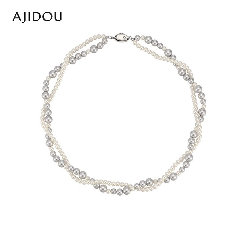 AJIDOU レトロなグレーパールネックレス個性的首のチェーンプレゼント