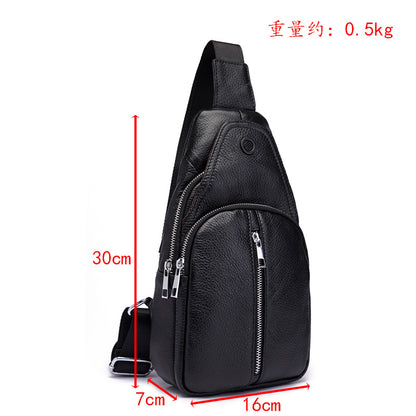 Men's bust bag Genuine cowhide leather retro outdoor multifunctional crossbody bag for men