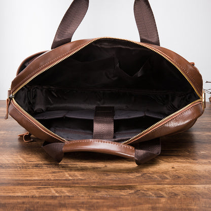 Men's Handbag Briefcase Cowhide Genuine Leather Retro Business Computer Bag for Men 