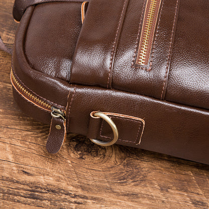 Men's Handbag Business Briefcase Cowhide Genuine Leather Retro Computer Bag for Men 