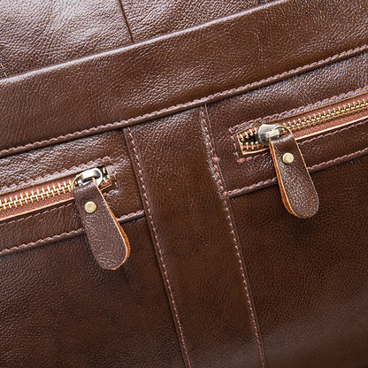 Men's Handbag Business Briefcase Cowhide Genuine Leather Retro Computer Bag for Men 