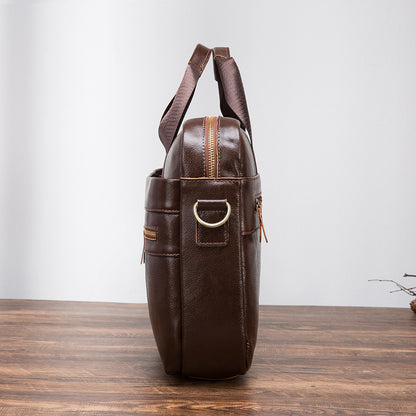 Men's Handbag Business Briefcase Cowhide Genuine Leather Retro Computer Bag for Men 
