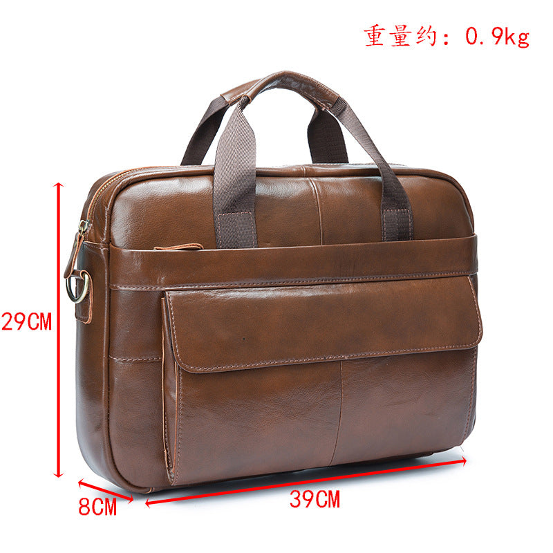 Men's Handbag Briefcase Cowhide Genuine Leather Retro Business Computer Bag for Men 