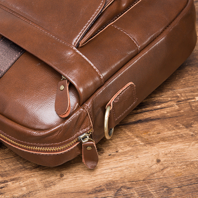 Men's Handbag Briefcase Cowhide Genuine Leather Retro Business Computer Bag for Men 