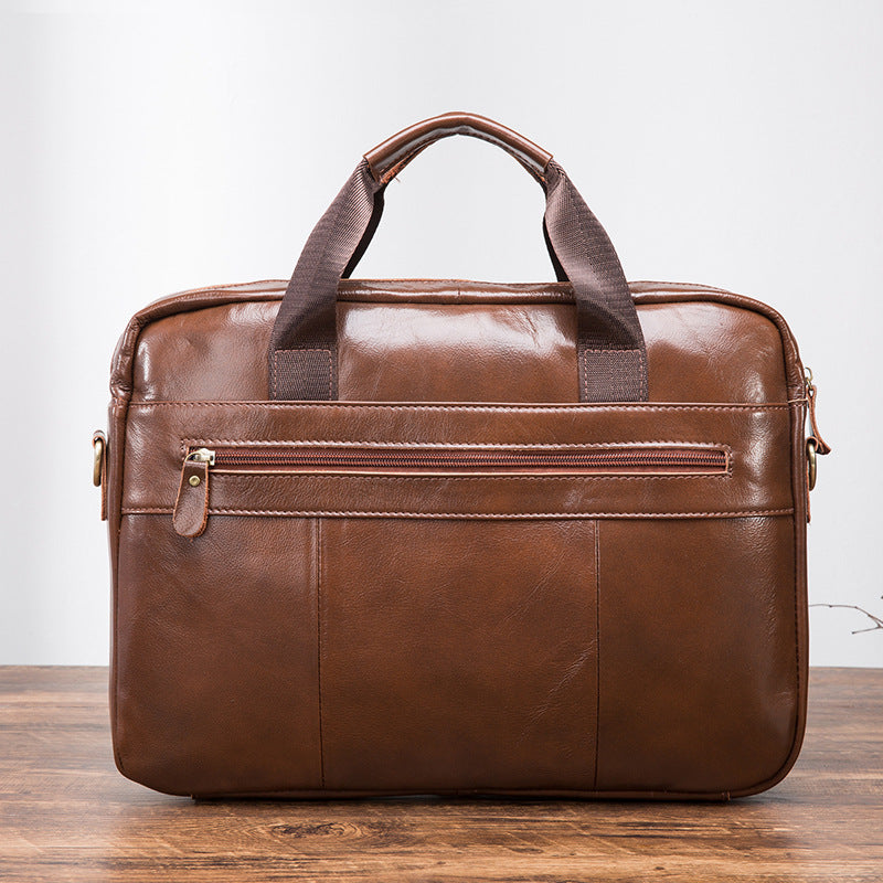 Men's Handbag Briefcase Cowhide Genuine Leather Retro Business Computer Bag for Men 