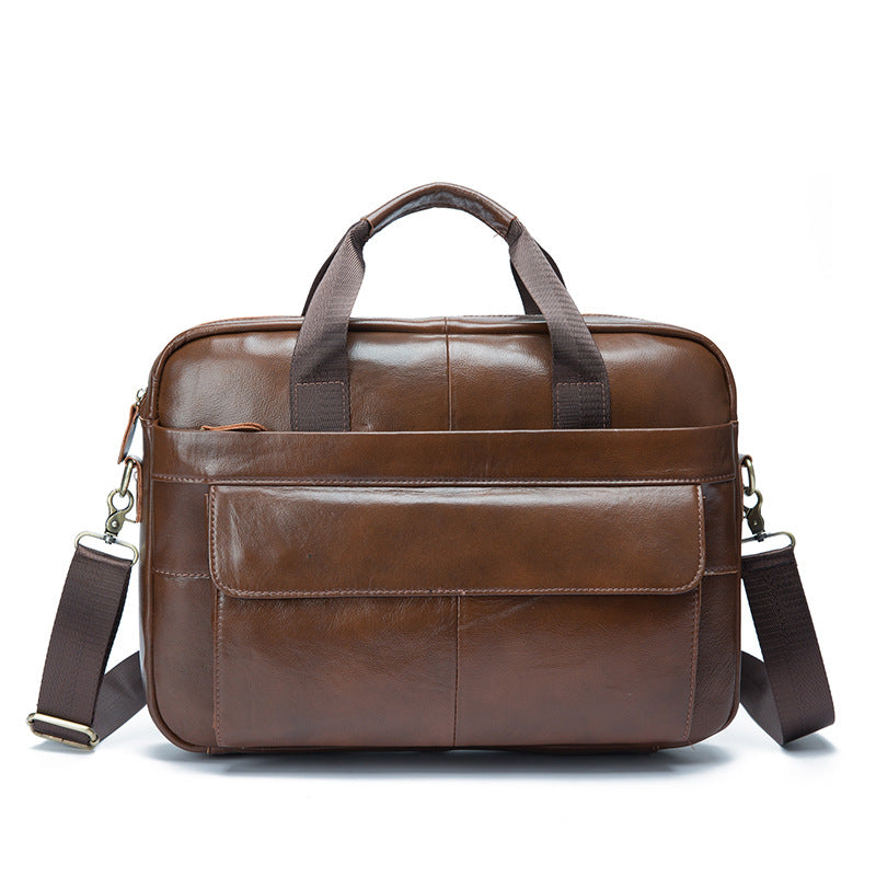 Men's Handbag Briefcase Cowhide Genuine Leather Retro Business Computer Bag for Men 