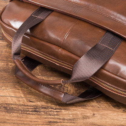 Men's Handbag Briefcase Cowhide Genuine Leather Retro Business Computer Bag for Men 