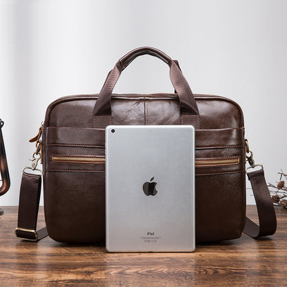 Men's Handbag Business Briefcase Cowhide Genuine Leather Retro Computer Bag for Men 