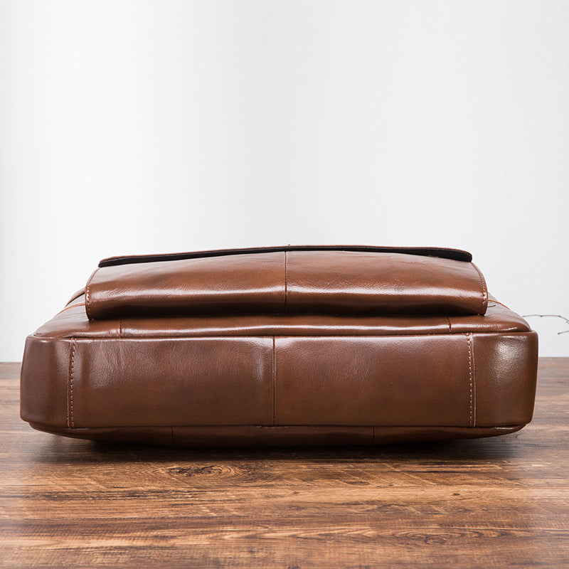 Men's Handbag Briefcase Cowhide Genuine Leather Retro Business Computer Bag for Men 