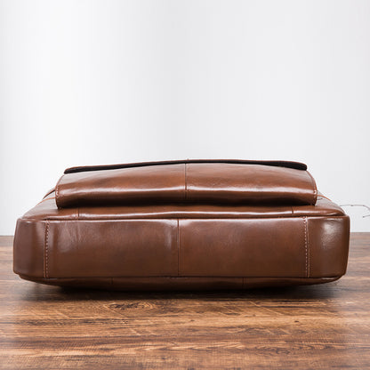 Men's Handbag Briefcase Cowhide Genuine Leather Retro Business Computer Bag for Men 