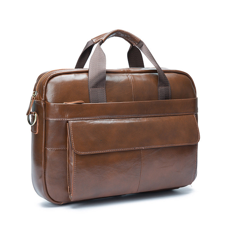 Men's Handbag Briefcase Cowhide Genuine Leather Retro Business Computer Bag for Men 