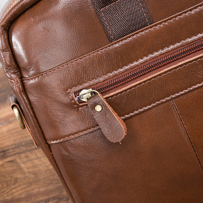 Men's Handbag Briefcase Cowhide Genuine Leather Retro Business Computer Bag for Men 