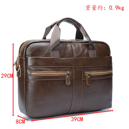 Men's Handbag Business Briefcase Cowhide Genuine Leather Retro Computer Bag for Men 