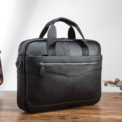 Men's Briefcase Genuine Cowhide Leather Retro Business Handbag Men's Computer Bag 