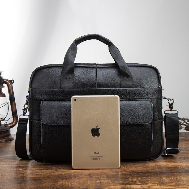 Men's Handbag Briefcase Cowhide Genuine Leather Retro Business Computer Bag for Men 