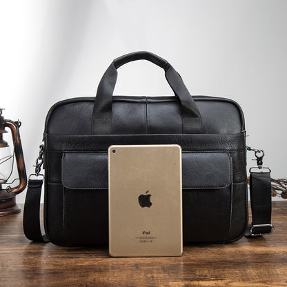 Men's Handbag Briefcase Cowhide Genuine Leather Retro Business Computer Bag for Men 