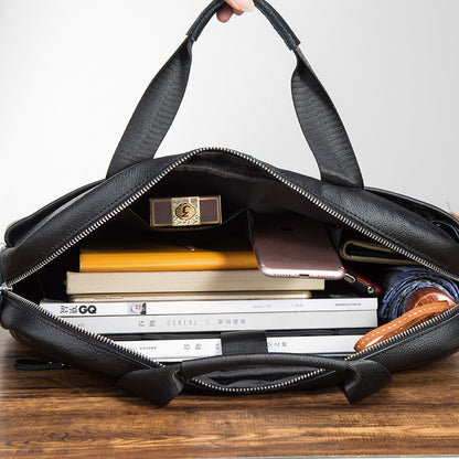 Men's Handbag Business Briefcase Cowhide Genuine Leather Retro Computer Bag for Men 