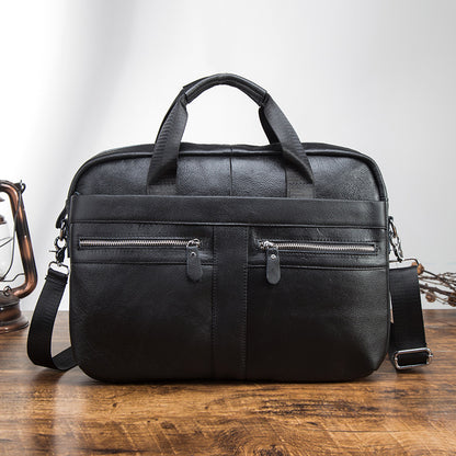 Men's Handbag Business Briefcase Cowhide Genuine Leather Retro Computer Bag for Men 