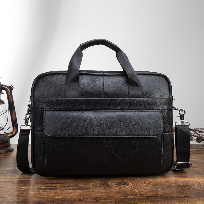 Men's Handbag Briefcase Cowhide Genuine Leather Retro Business Computer Bag for Men 