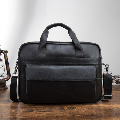 Men's Handbag Briefcase Cowhide Genuine Leather Retro Business Computer Bag for Men 