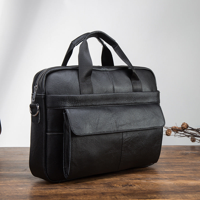 Men's Handbag Briefcase Cowhide Genuine Leather Retro Business Computer Bag for Men 