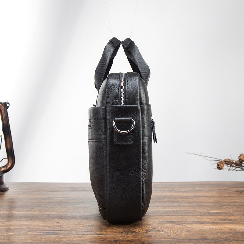 Men's Briefcase Genuine Cowhide Leather Retro Business Handbag Men's Computer Bag 