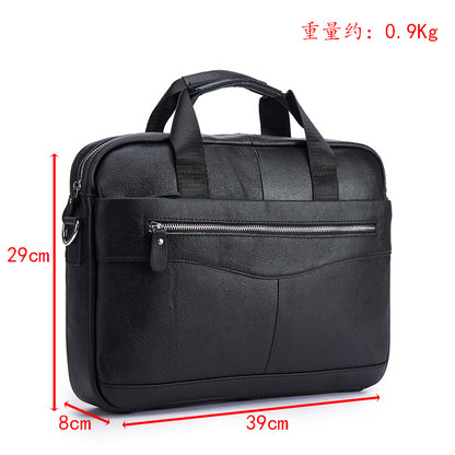 Men's Briefcase Genuine Cowhide Leather Retro Business Handbag Men's Computer Bag 