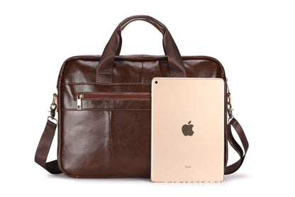 Men's Briefcase Handbag Genuine Cowhide Leather Business Fashion Men's Crossbody Bag Shoulder Bag