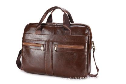 Men's Briefcase Handbag Genuine Cowhide Leather Business Fashion Men's Crossbody Bag Shoulder Bag