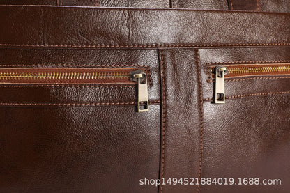 Men's Briefcase Handbag Genuine Cowhide Leather Business Fashion Men's Crossbody Bag Shoulder Bag