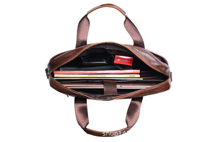 Men's Briefcase Handbag Genuine Cowhide Leather Business Fashion Men's Crossbody Bag Shoulder Bag