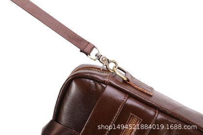Men's Briefcase Handbag Genuine Cowhide Leather Business Fashion Men's Crossbody Bag Shoulder Bag