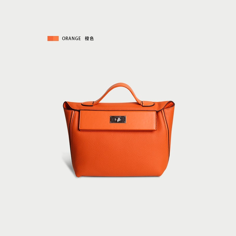 Women's handbag cowhide kelly bag genuine leather shoulder bag large capacity commuting OL handbag.bag