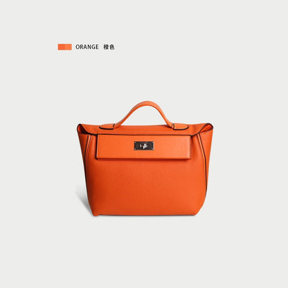 Women's handbag cowhide kelly bag genuine leather shoulder bag large capacity commuting OL handbag.bag
