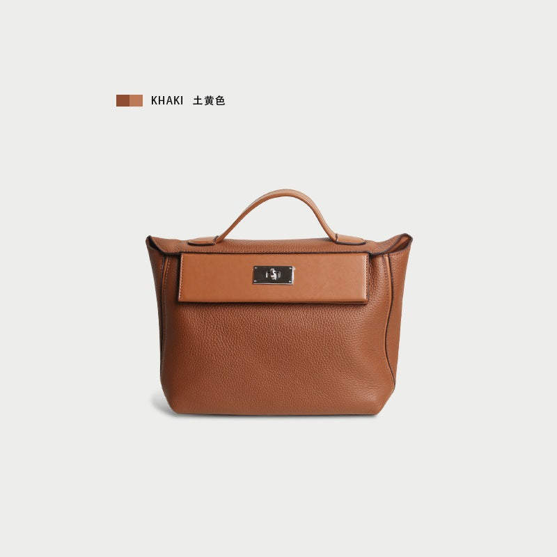 Women's handbag cowhide kelly bag genuine leather shoulder bag large capacity commuting OL handbag.bag