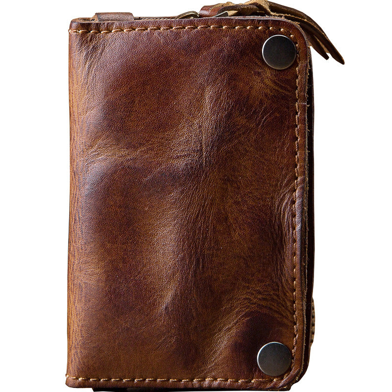 Men's wallet, genuine cowhide leather, key chain, coin purse, zipper, multi-function, large capacity, card bag for men 