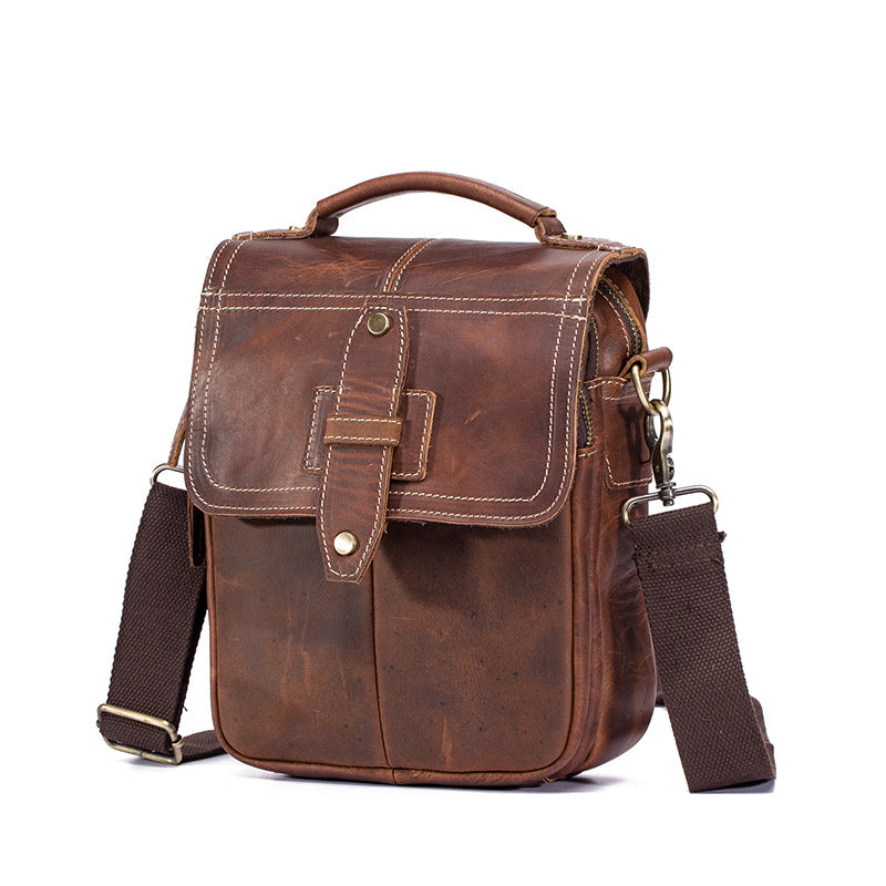 Men's Shoulder Bag Cowhide Genuine Leather Retro Outdoor Travel Crossbody Bag for Men 