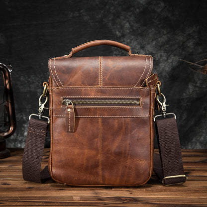 Men's Shoulder Bag Cowhide Genuine Leather Retro Outdoor Travel Crossbody Bag for Men 