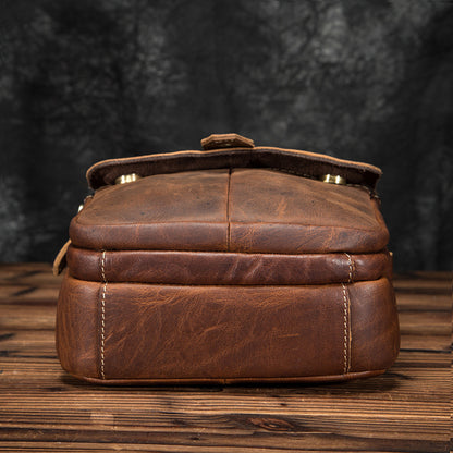 Men's Shoulder Bag Cowhide Genuine Leather Retro Outdoor Travel Crossbody Bag for Men 