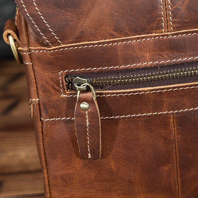 Men's Shoulder Bag Cowhide Genuine Leather Retro Outdoor Travel Crossbody Bag for Men 