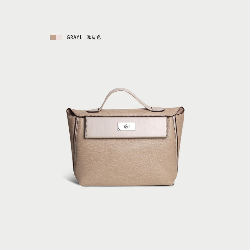 Women's handbag cowhide kelly bag genuine leather shoulder bag large capacity commuting OL handbag.bag