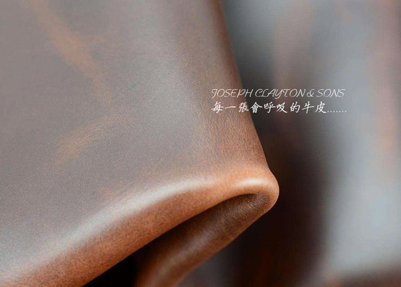 Pen case handmade cowhide genuine leather unisex retro unique zipper 