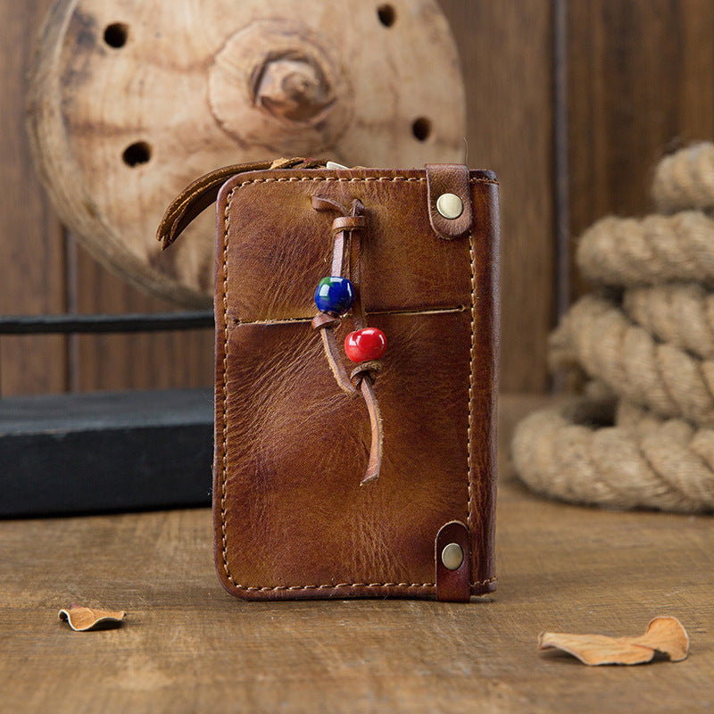 Men's wallet, genuine cowhide leather, key chain, coin purse, zipper, multi-function, large capacity, card bag for men 