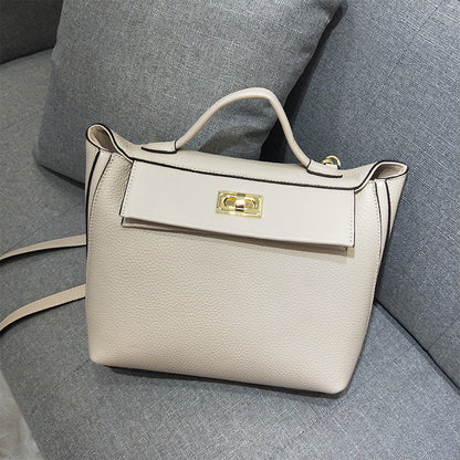 Women's handbag cowhide kelly bag genuine leather shoulder bag large capacity commuting OL handbag.bag