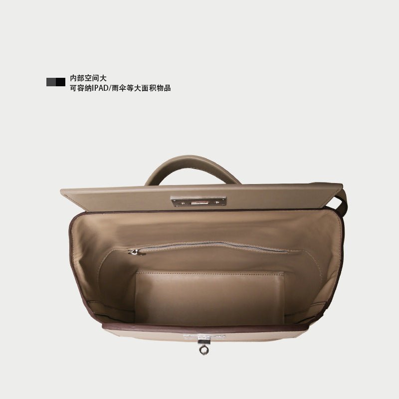 Women's handbag cowhide kelly bag genuine leather shoulder bag large capacity commuting OL handbag.bag