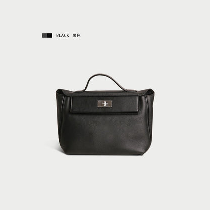 Women's handbag cowhide kelly bag genuine leather shoulder bag large capacity commuting OL handbag.bag